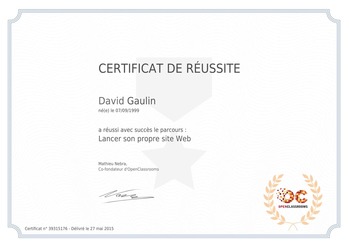 Certificat Parcour web