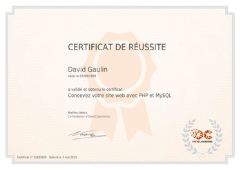 Certificat Php et Sql